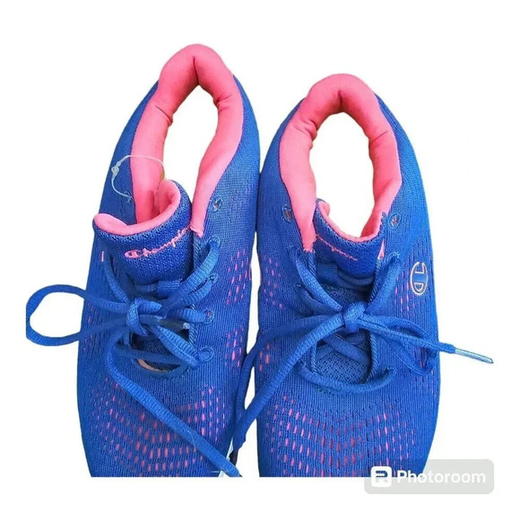 Champion Womens Size 7.5 Blue Pink Lace Up Athletic Sneakers - Picture 3 of 10
